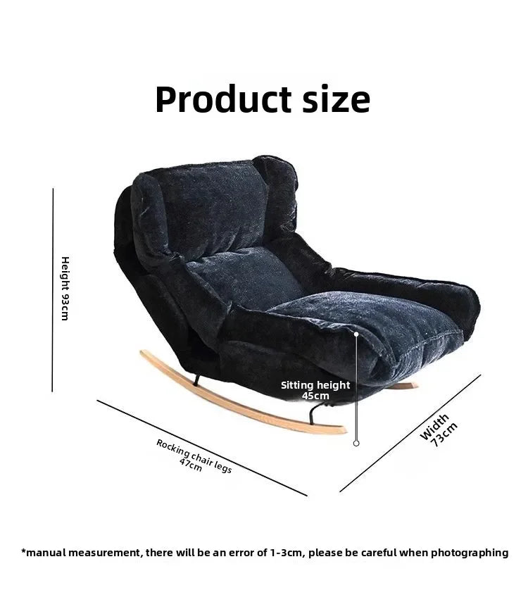 Adjustable Rocking Single Lazy Sofa Recliner Chair, High Comfort Leisure Lounge Sofa Chair for Balcony Bedroom Indoor Reading