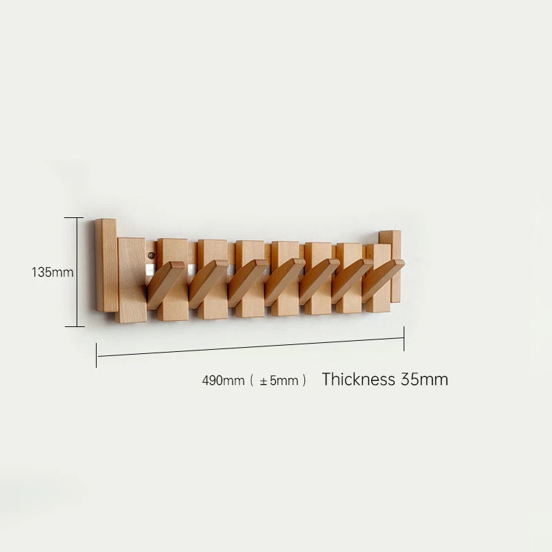 Walnut Wood Coat Rack Hook Wall-Mounted Hidden Decoration Hook Hanger Foldable Bedroom Closets Wooden Wall Shelf Home Decor
