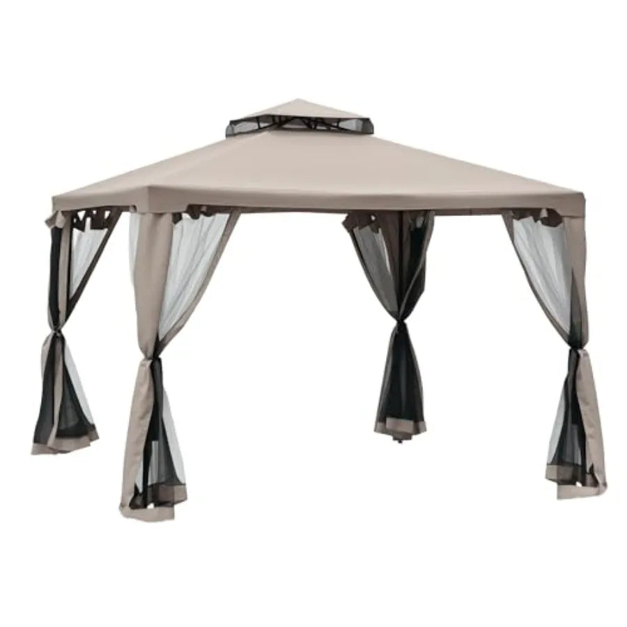 9.6' x 9.6' Patio Gazebo Outdoor Canopy with Netting