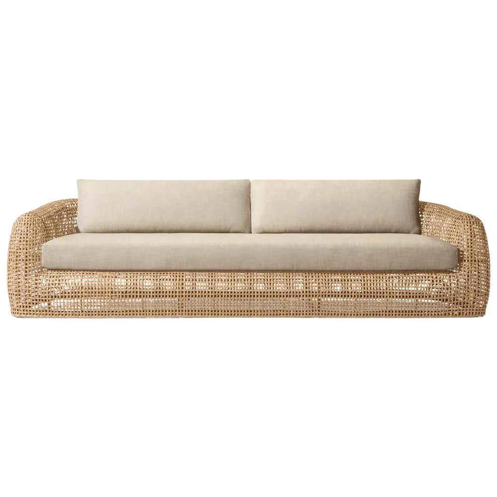 Modern Stylish PE Rattan Sofa Natural Wood Finish High-End Outdoor Patio Furniture Sets for Hotels Villas