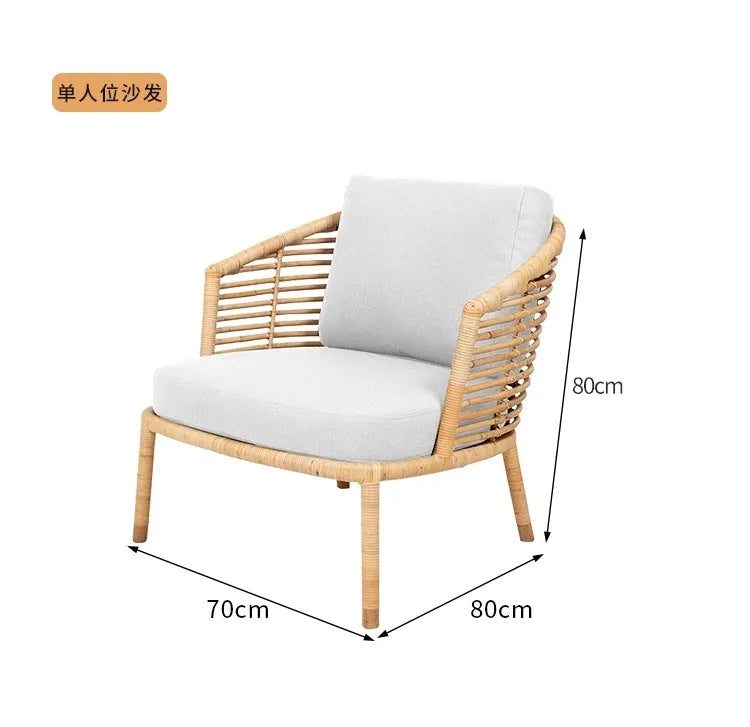 Outdoor rattan sofa, courtyard leisure, outdoor balcony, rattan chair, sun protection and waterproof combination furniture