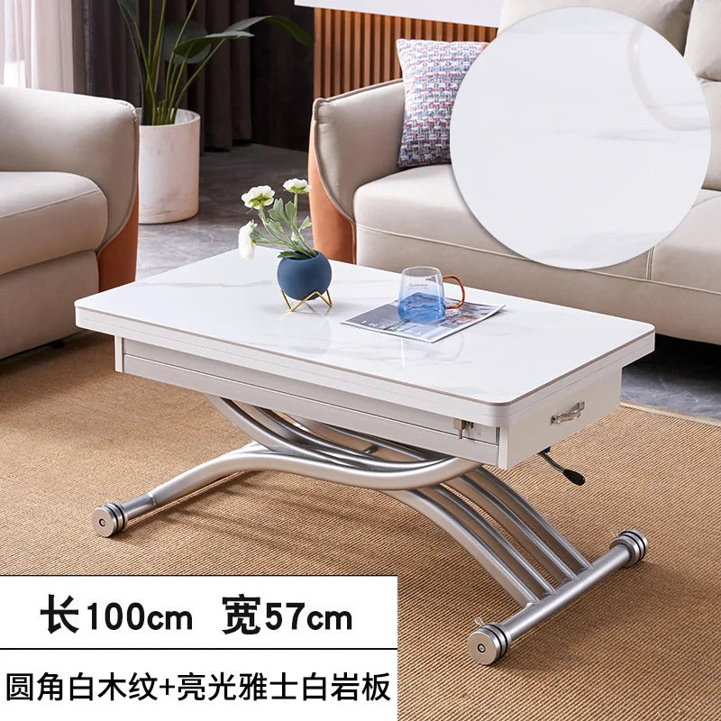 movable coffee table dining table integrated household small apartment folding lifting living room table dual-purpose movable