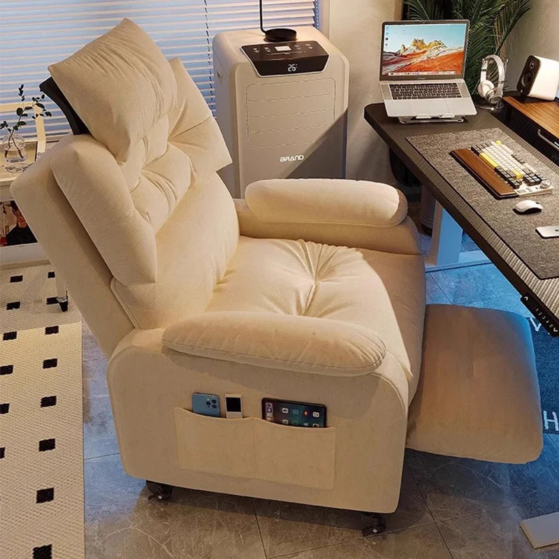Soft Relaxing Armchair for Home Office Living Room Bedroom Adjustable Single Sofa Chair with Caster Cozy Reclining Lounge Chairs