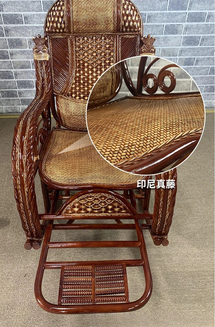 Natural rattan chair, balcony high-end rocking recliner, adult home living room, elderly nap rattan weaving