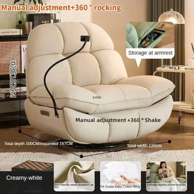 Smart Electric Lazy Sofa Recliner Single Leisure Chair with Sleep Function for Modern Living Room Lounge  Leather Sectional Sofa