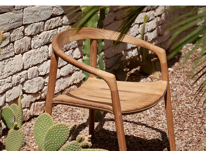 Leisure Solid Wood Outdoor Table Chair Garden Furniture Sets Patio Modern Balcony Three-piece Set Design Creative Home Armchair