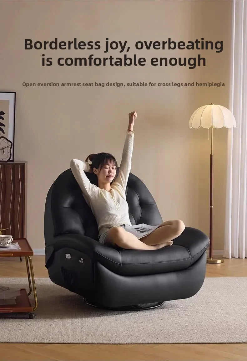 LZ X LazySofa Single Recliner Electric Space Capsule Rocking Chair Eco-Leather Lounge Living Room Suitable Sitting Reclining Sle