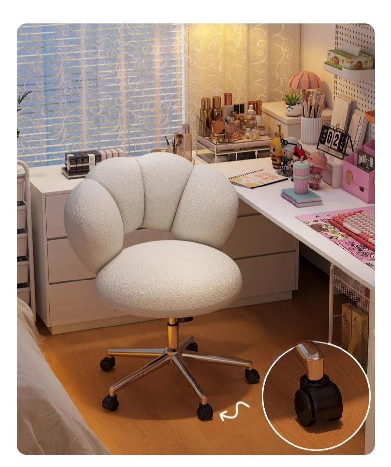 Cream Wind Living Room Chairs Furniture Dressing Stool Rotatable Chair Lamb Wool Small Internet Celebrity Stool Computer Stool