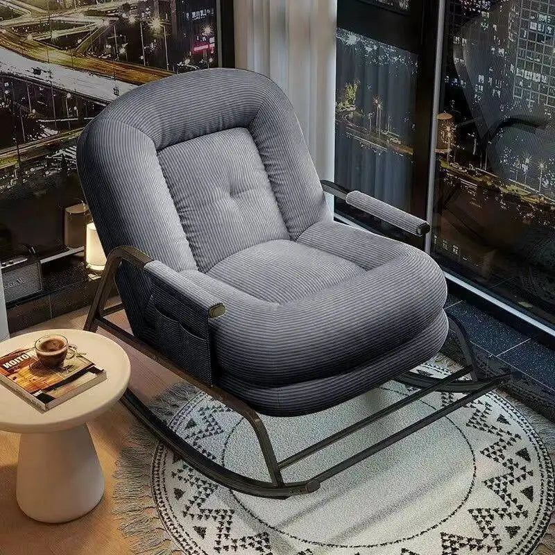 Thickened Carbon Steel Living Room Chairs Nordic Simple Recliner Rocking Chairs Comfy Luxury Woonkamer Stoelen Home Furniture