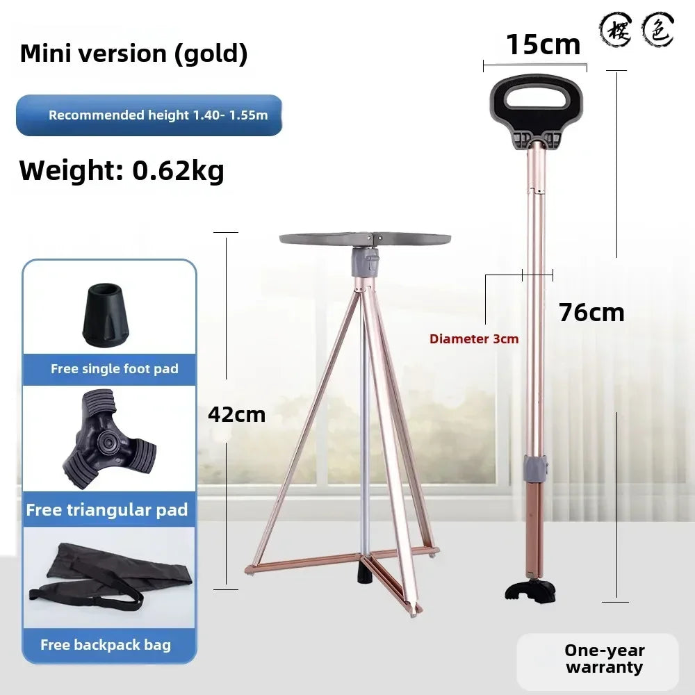 Elderly crutches Multifunctional cane chair Non-slip portable stool Light walker
