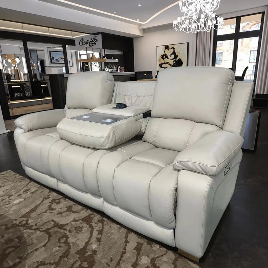 #Modern Luxury Living Room Furniture Genuine Leather Power Recliner Sofa Sets 3 2 1