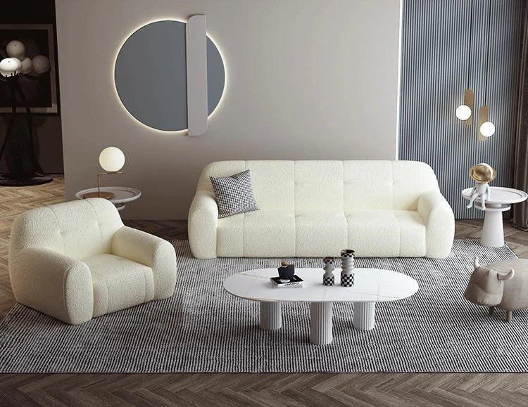 Elegant Cream Hotel Living Room Sofa Modern Velvet Fabric Living Room Sofa Couches Designer White Wooden Sofa Set for Home