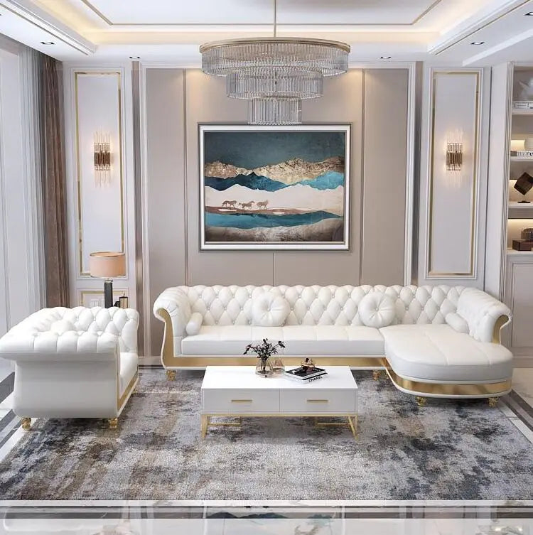 %^High Quality Sectional Sofa 3 Seater Boucle Fabric Sofa Set Living Room for Home