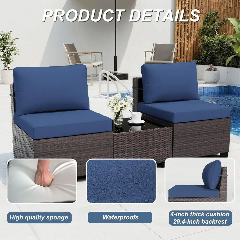 Furniture Set with Fire Pit Table 55000 BTU, Outdoor Sectional with Wide Seat and Thick Cushion, 8 Piece Wicker Rattan Conversa