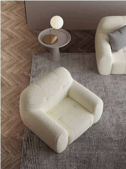 #@ Nordic Creative Light Luxury Fabric Designer Lamb Fleece Sofa Modern Minimalist Living Rooms Hotels Set bedroom soft sofa