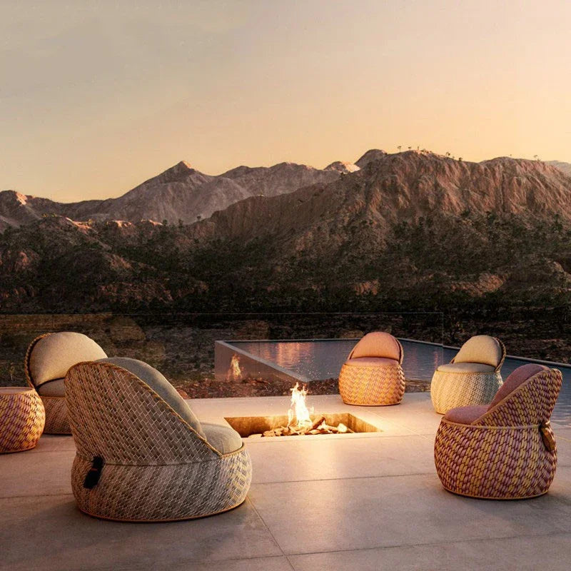 Nordic PE Rattan Woven Beach Chairs Terrace Garden Outdoor Chairs Light Luxury High-end Outdoor Furniture Patio Leisure Chair