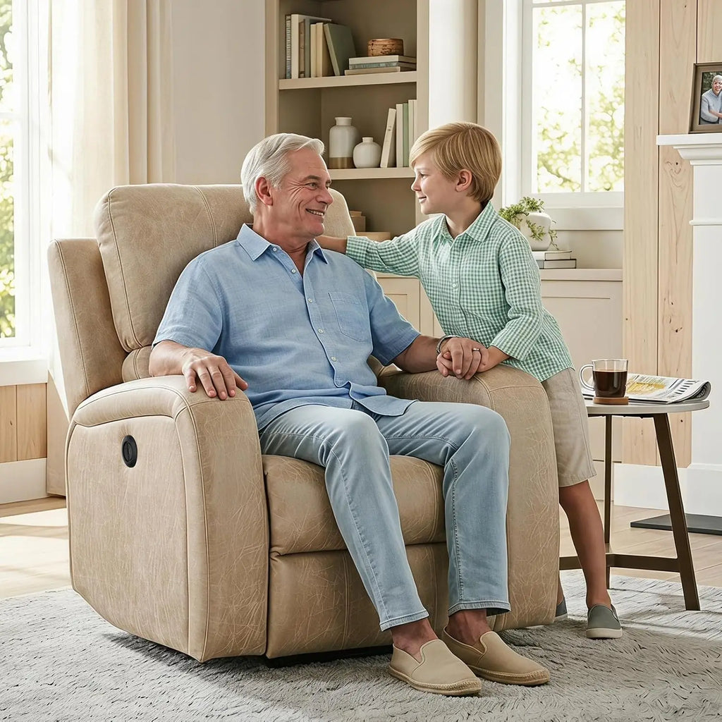Electric Recliner Chair, Soft PU Leather Power Recliners with Padded Backrest, Single Overstuffed Heavy Duty Reclining, Custom