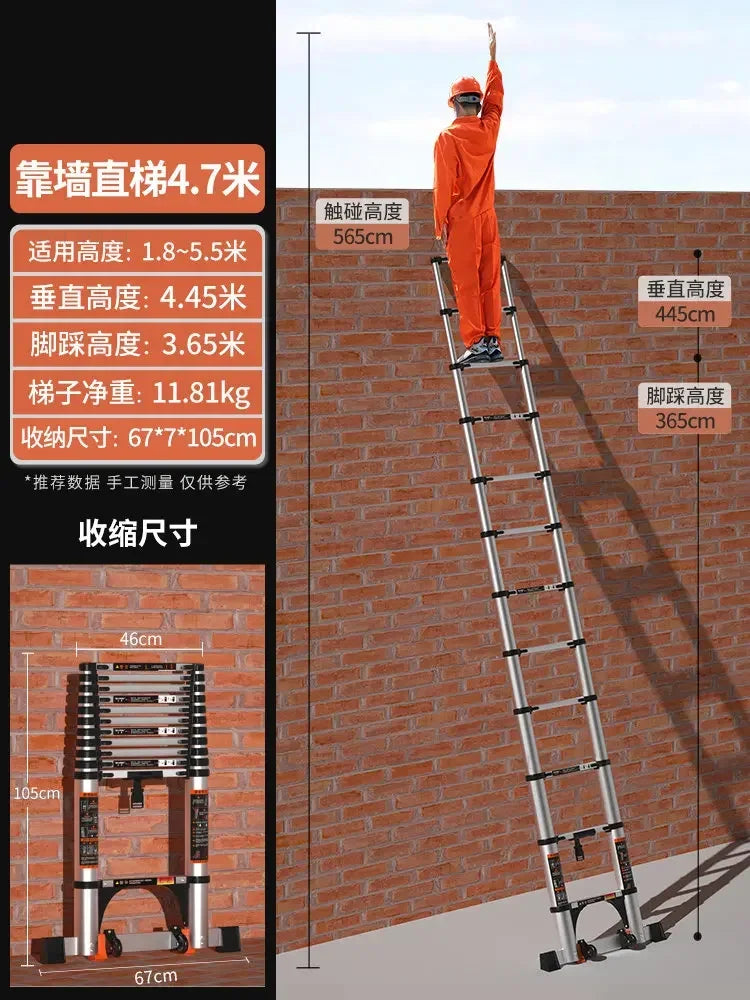 Aluminum Alloy Telescopic Ladder Thickened Stainless Steel Step Ladders Folding Lift Herringbone Ladder Home Portable Ladder B Y