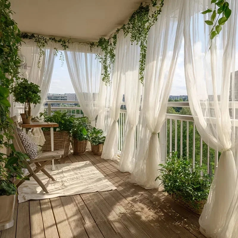 Outdoor Sheer Curtain Mosquito Net Mesh for Patio Balcony Garden Terrace Pergola Gazebo Sunroom Villa Privacy Curtain Multi Size