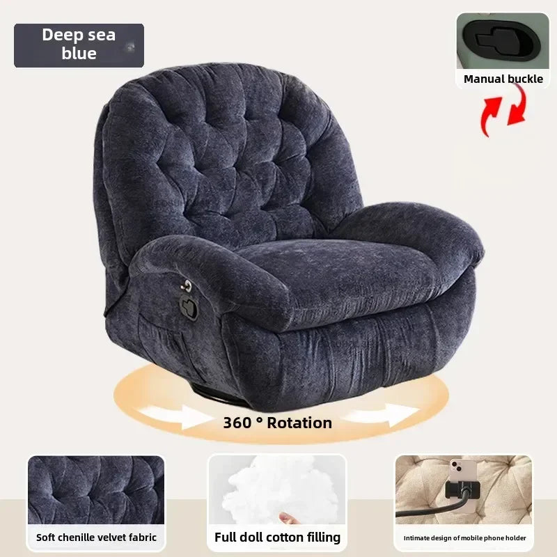 Modern Fabric Living Room Sofas Designer Living Room Furniture Leisure Lazy Sofa Bed Rocking Chair Nordic Home Rotating Recliner