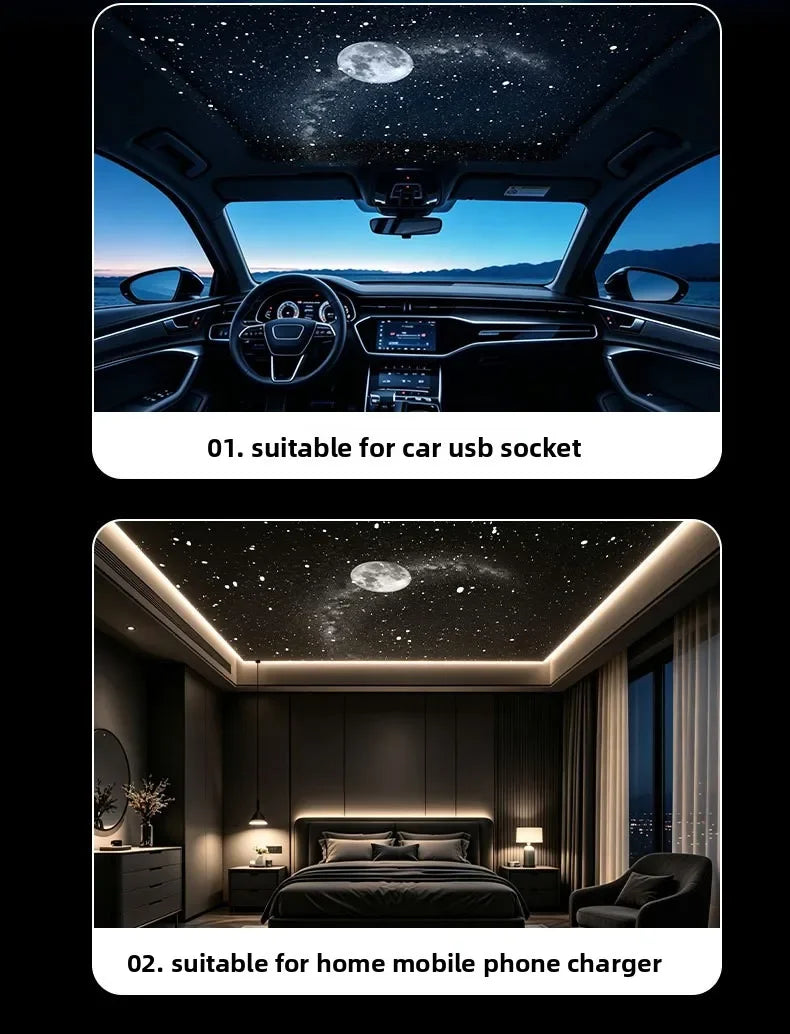 USB Star Projector Night Light Romantic Nebula Atmosphere Lamp for Car Interior Home Bedroom Decor USB Charging