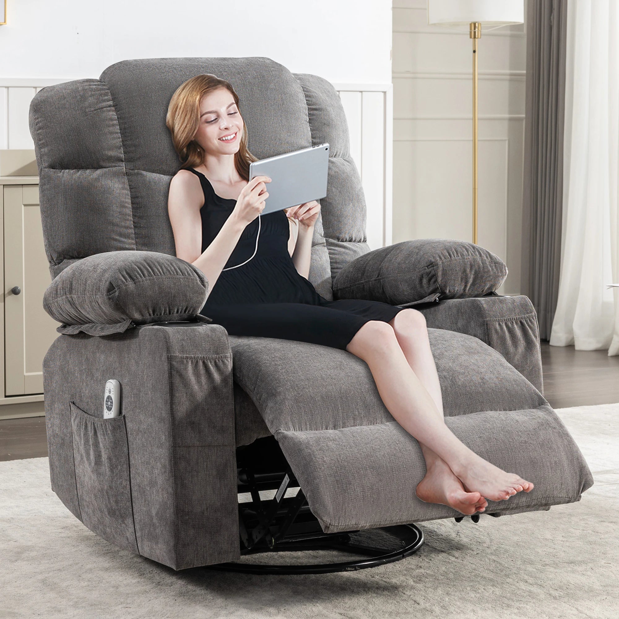 Swivel Rocker Recliner Lift Chair Wholesale Living Room Furniture Electric Massage Sofa  with Massage and Heat