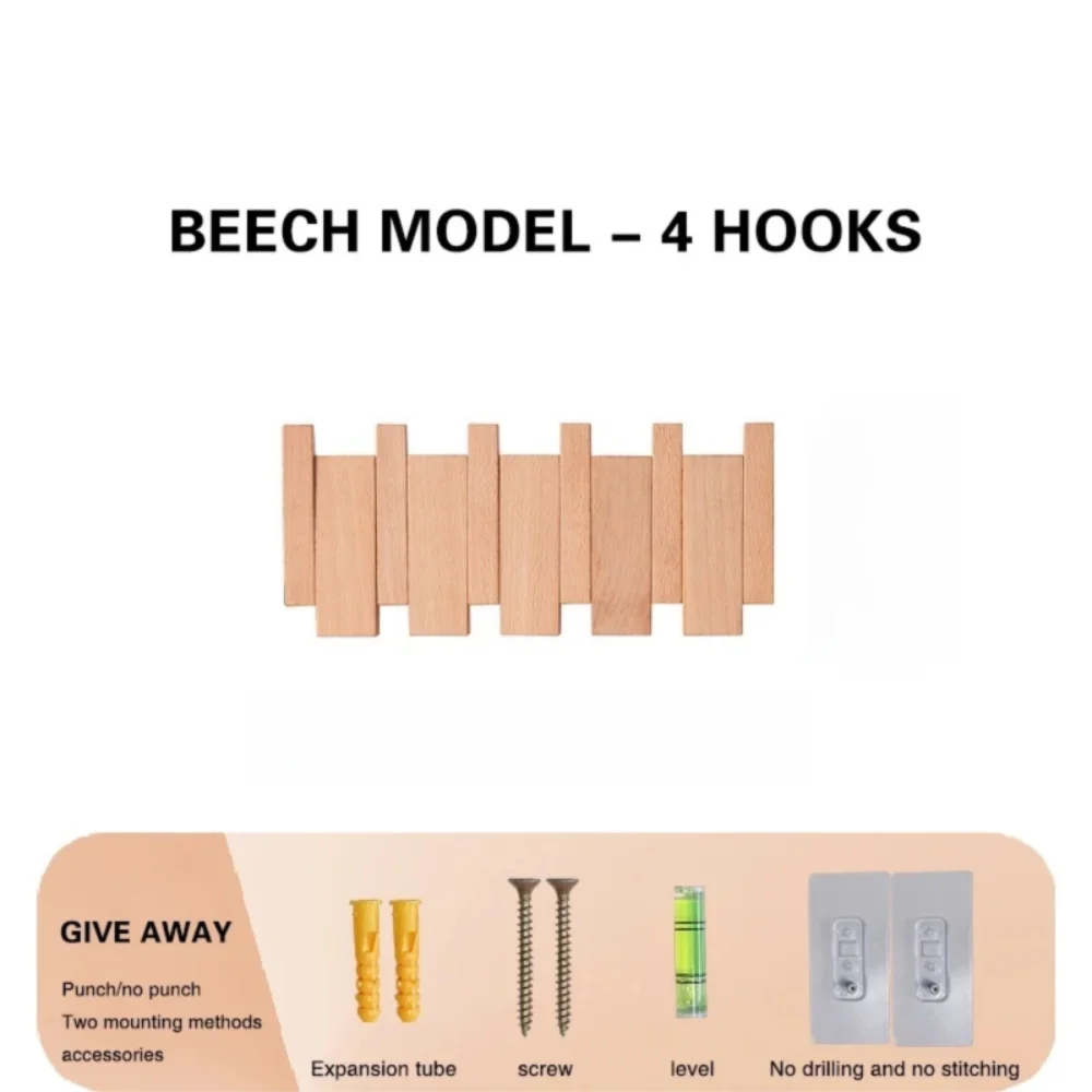 New Wall Mounted Wood Coat Racks Piano Key Shaped with 8 Hooks Entry Door Porch Hanging Hook Art Hats Organizer Keys
