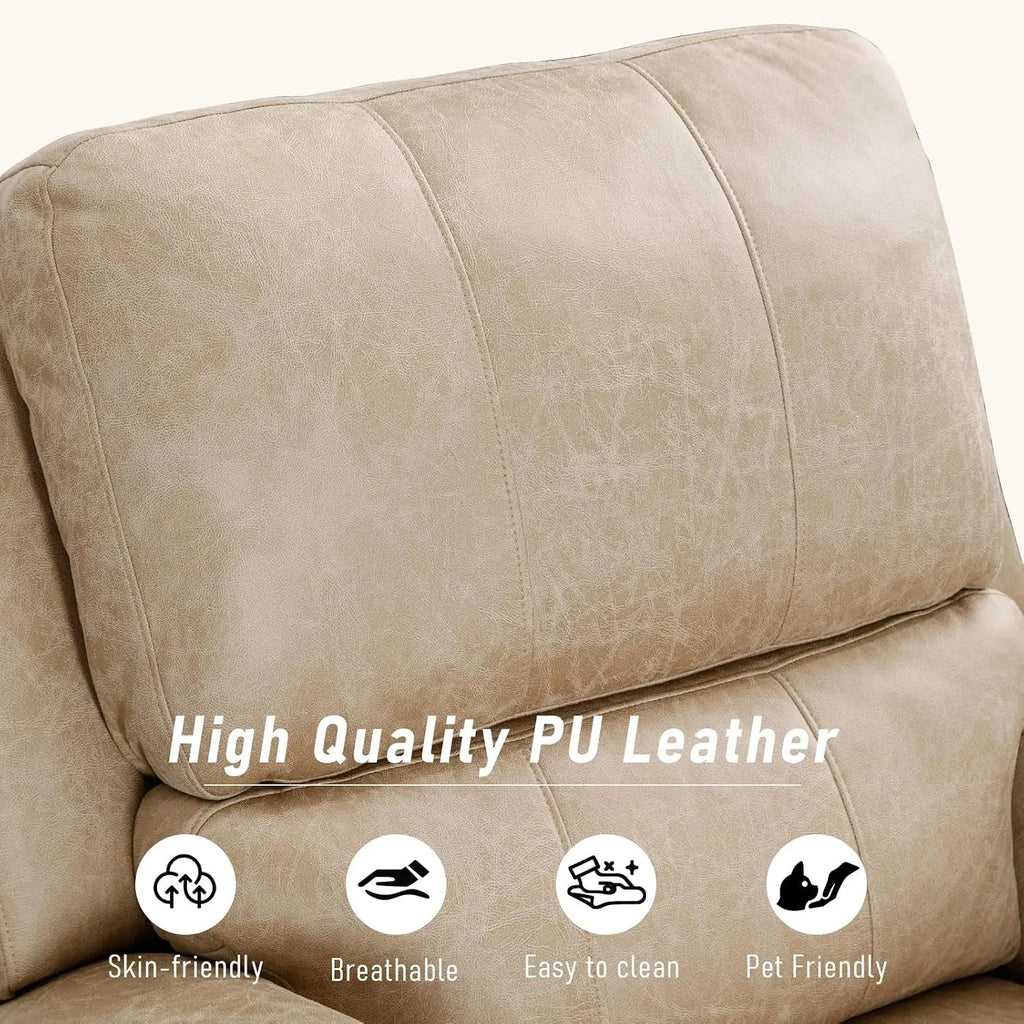 Electric Recliner Chair, Soft PU Leather Power Recliners with Padded Backrest, Single Overstuffed Heavy Duty Reclining, Custom