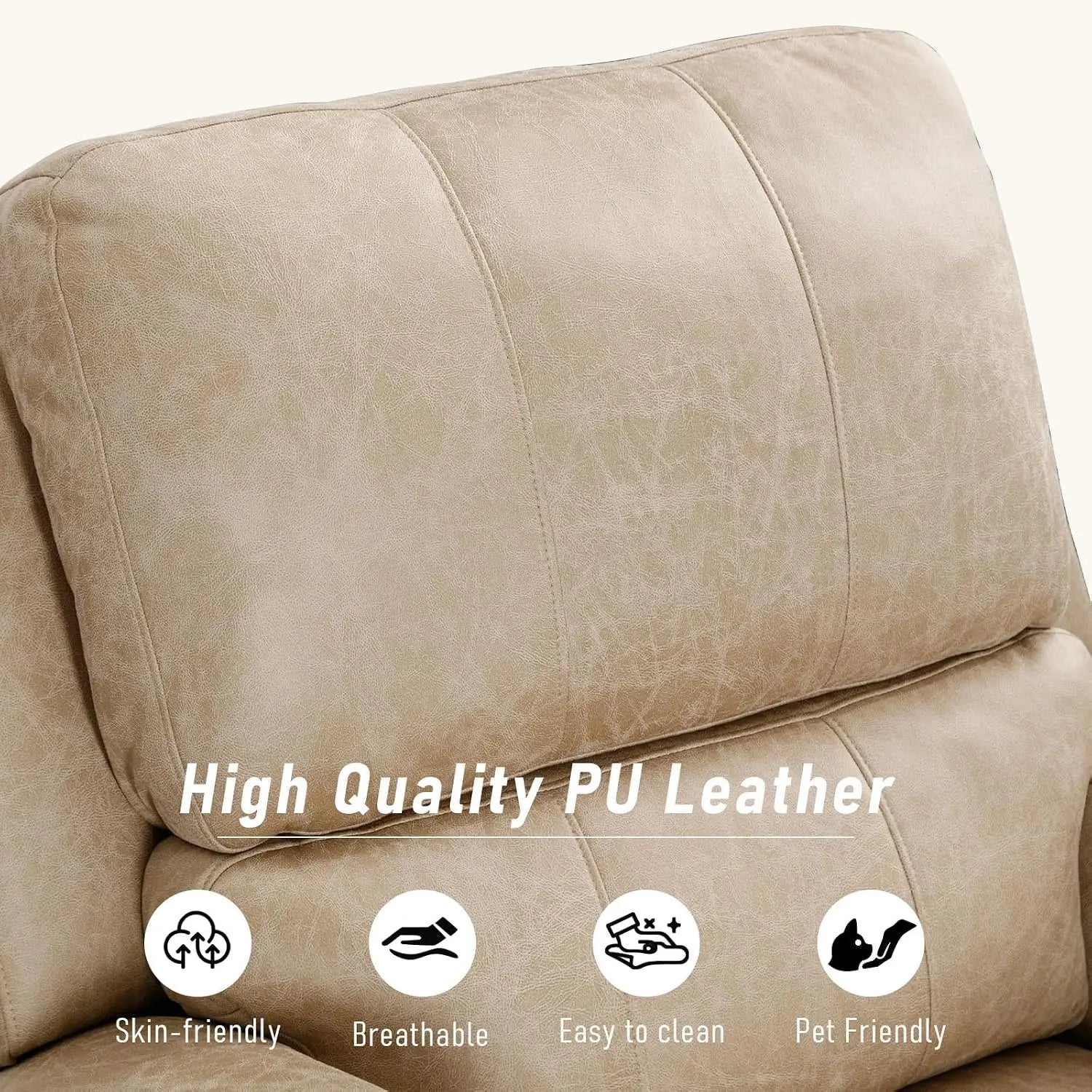 Electric Recliner Chair, Soft PU Leather Power Recliners with Padded Backrest, Single Overstuffed Heavy Duty Reclining, Custom