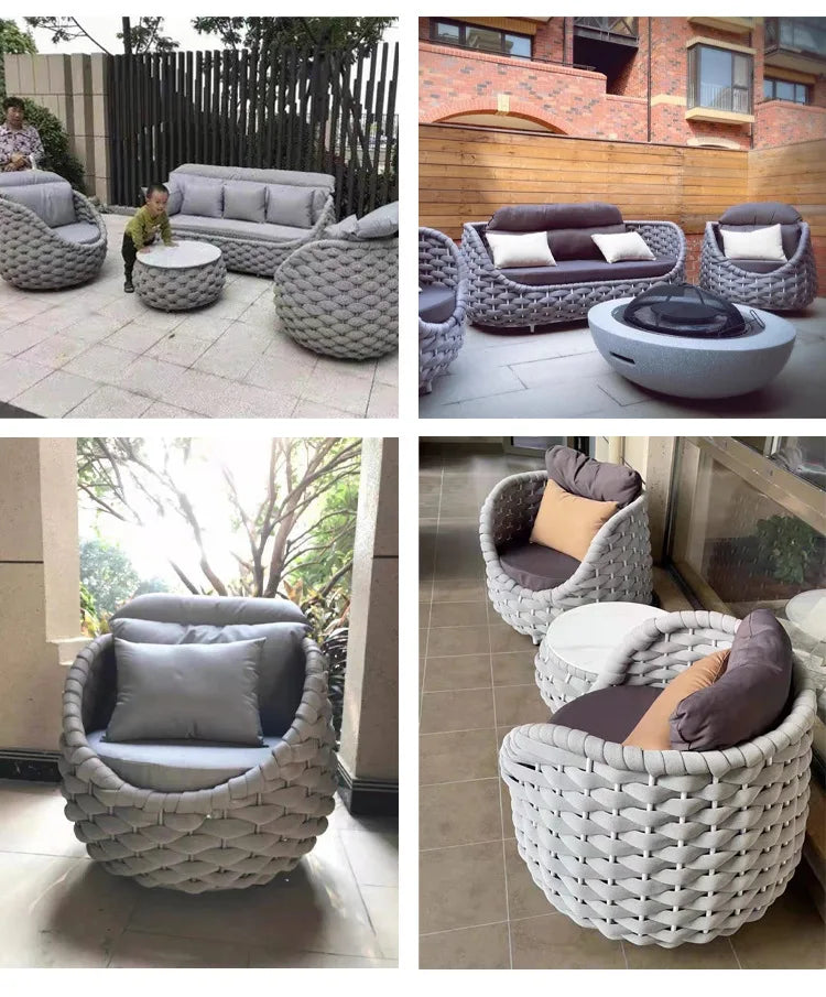 Outdoor sofa courtyard villa balcony rattan chair coffee table furniture open-air waterproof and sun protection casual rattan so