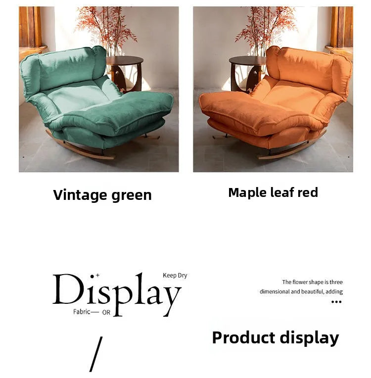 Single Lazy Rocking Recliner Adjustable Backrest Leisure Sofa Chair for Outdoor Balcony Bedroom