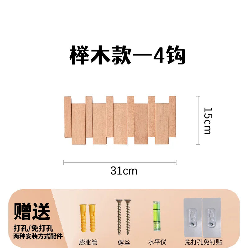 Wall Mounted Walnut Coat Rack Solid Wood Storage Rack Entry Porch Coat Rack Creative Piano Keys Home Decor