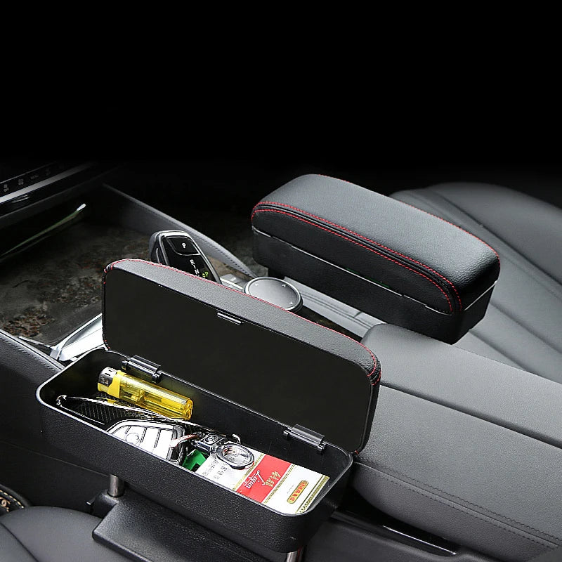 Car Seat Gap Armrest Box Height Adjustable Auto Elbow Support Arm Rest Cushion, PU Leather Car Center Console Storage Organizer