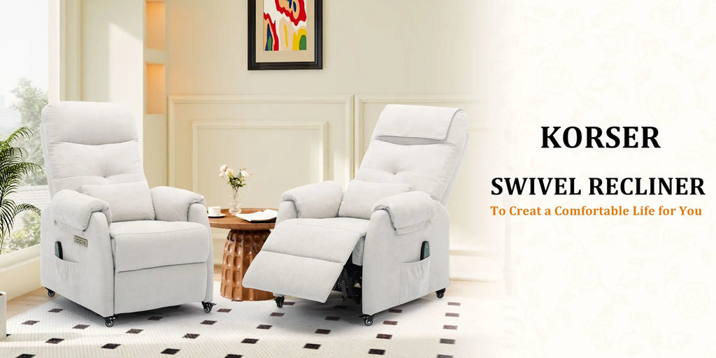 Korser Power Small Recliner Chair for Small Spaces with Wheels and USB Ports for Living Room，Bedroom，Office