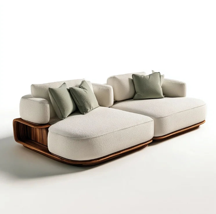 #Modern Style Two-Seat Sectional Sofa Bed Set Storage Fabric Wooden Legs For Home Apartment Hotel Villa Use
