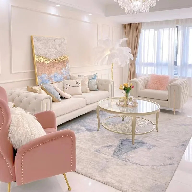 American light luxury French cream wind technology cloth sofa living room small apartment three-person combination modern simple