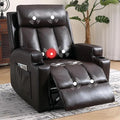 1PCS Leather Manual Recliner Chair for Adults, Comy Reclining Chairs with Overstuffed Arm and Back, Single Sofa or Living Room (