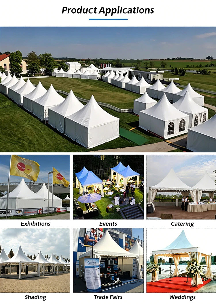 Large White Pagoda Tent Commercial Marquee Tent with Windows for Wedding Party Garden Event, Peak Top Outdoor Shelter Waterproof