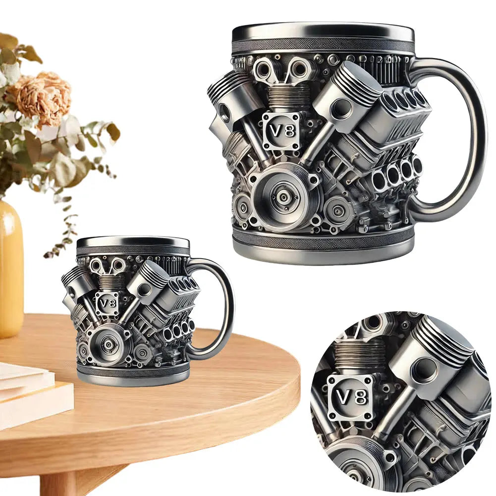 Unique Car Engine Coffee Cup Stainless Steel Cocktail Mug Tea Cup Gifts for Men Car Lovers
