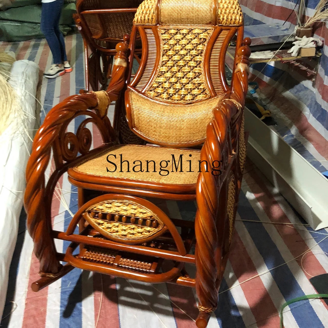 FG good-looking  woven natural rattan rocking chair rattan art furniture rattan products