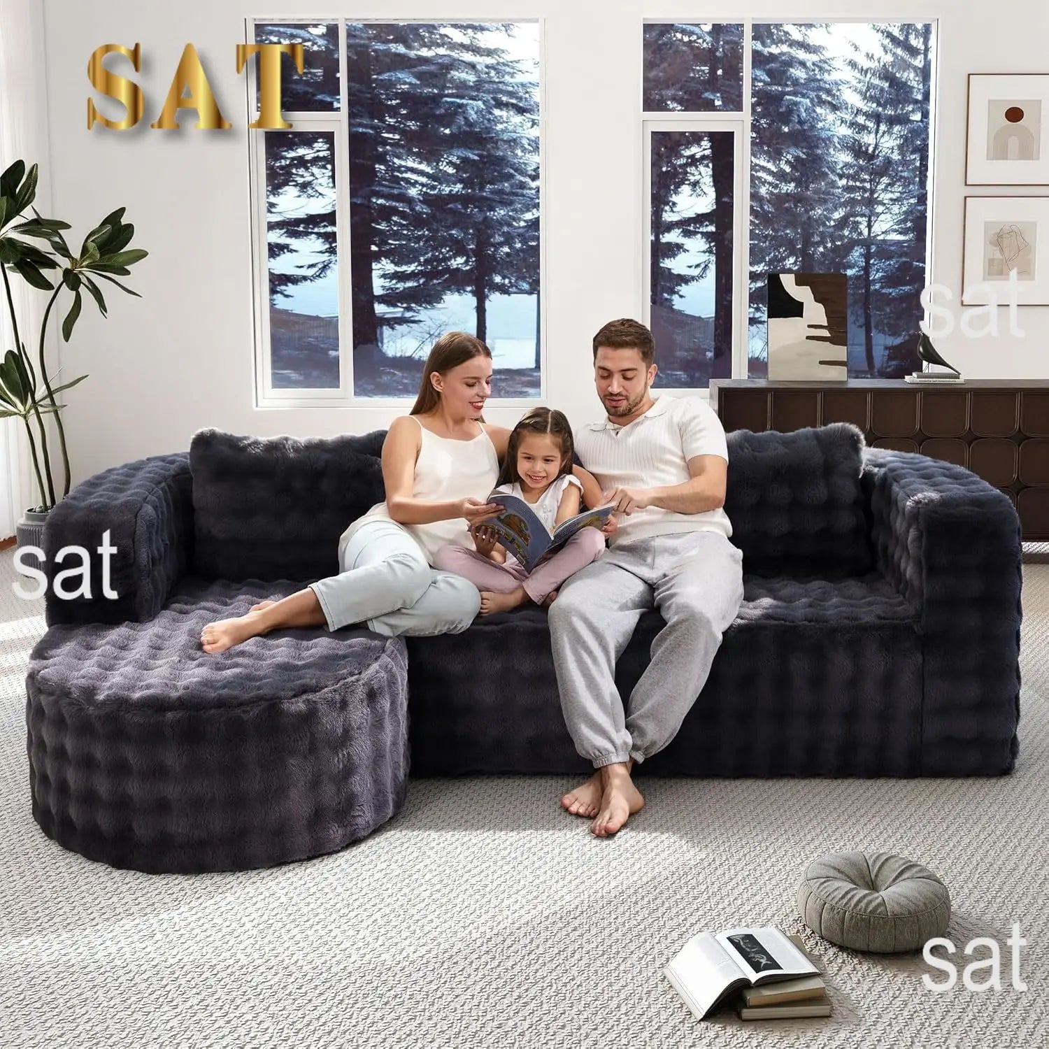 #96" Modular Sectional Sofa Oversized Chaise L Shape 3 Seat Living Room Apartment No Assembly, Customized