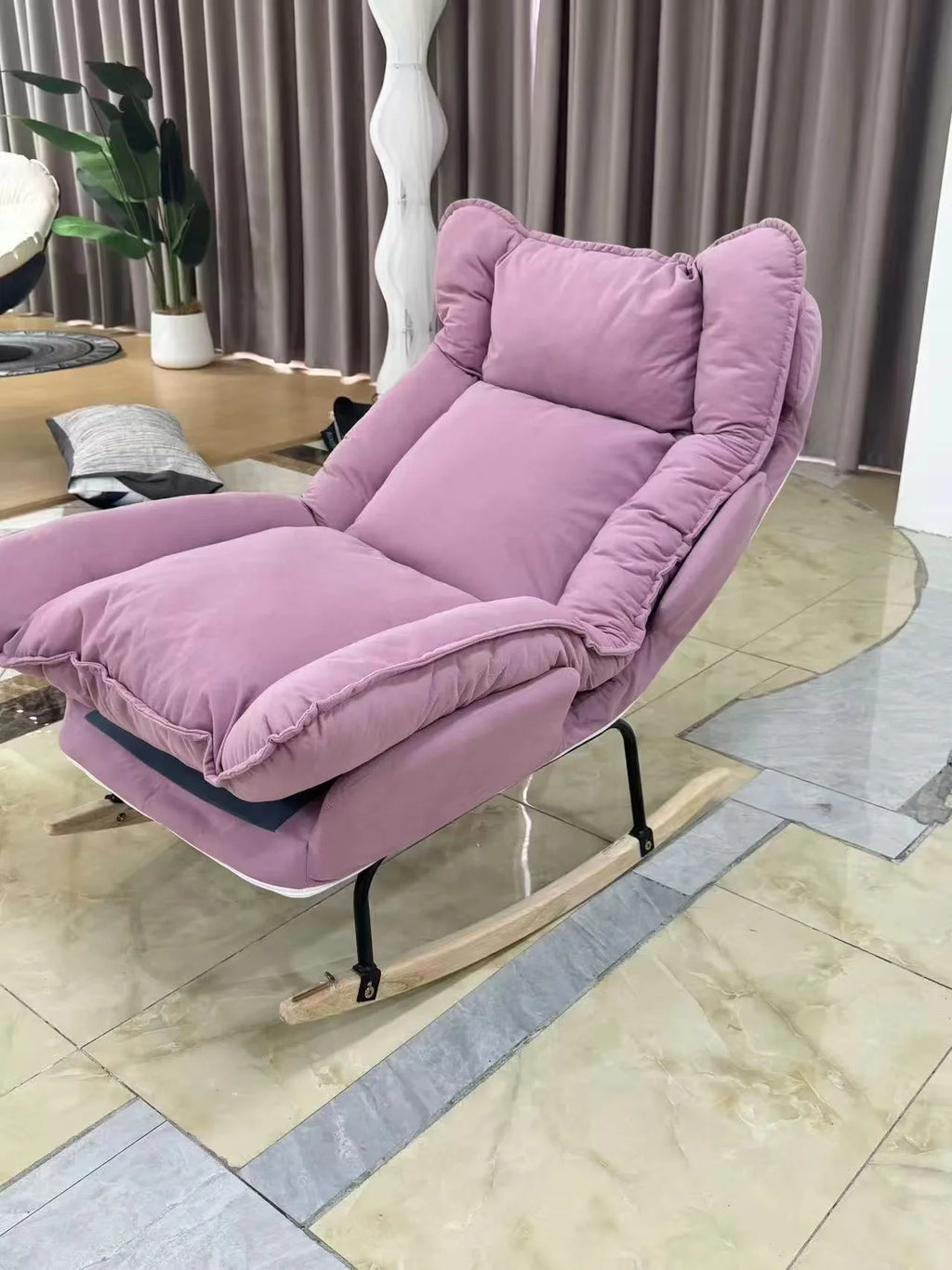 Adjustable Rocking Single Lazy Sofa Recliner Chair, High Comfort Leisure Lounge Sofa Chair for Balcony Bedroom Indoor Reading