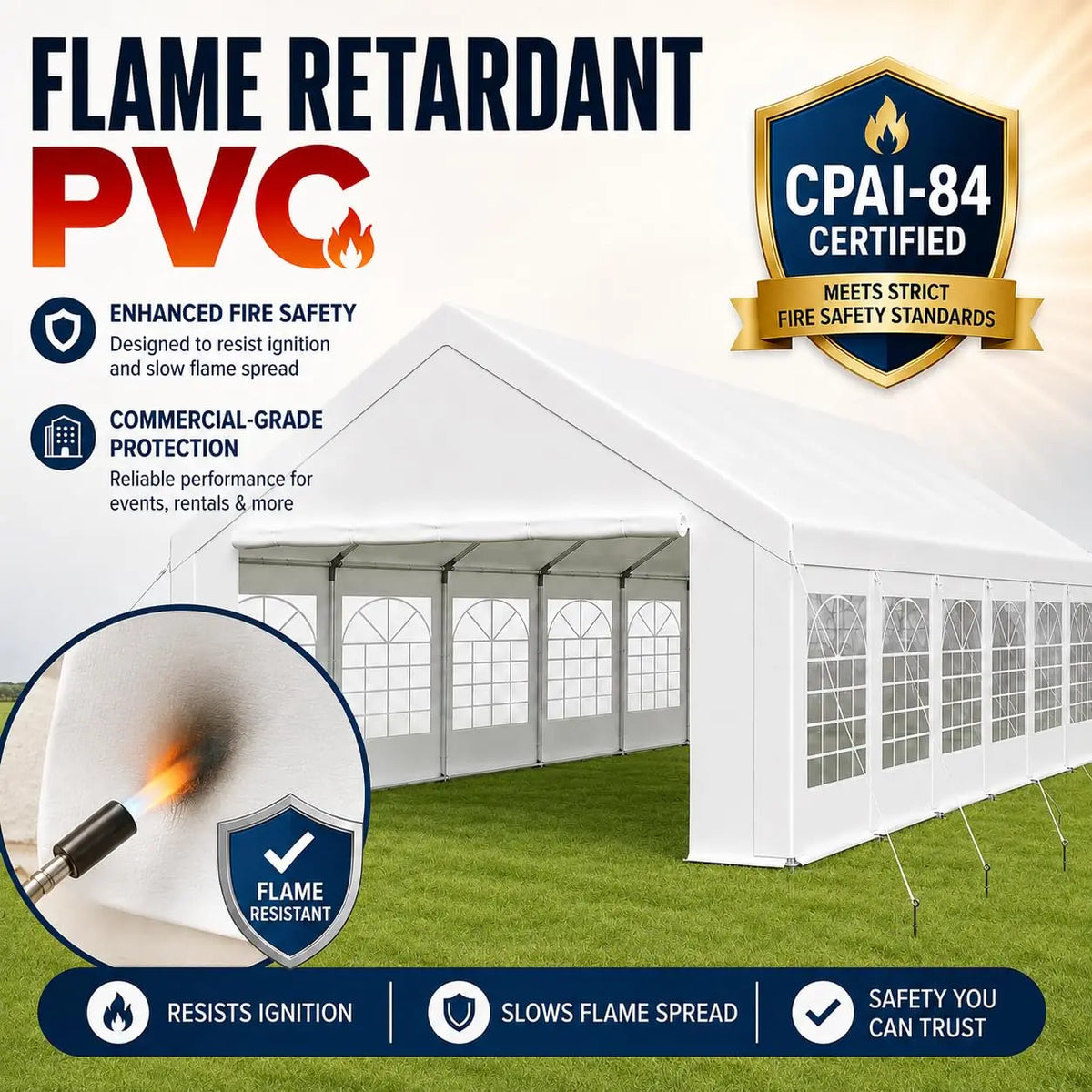 20x40 Fire Retardant Party Tent,Waterproof PVC for Weddings Events, Customized
