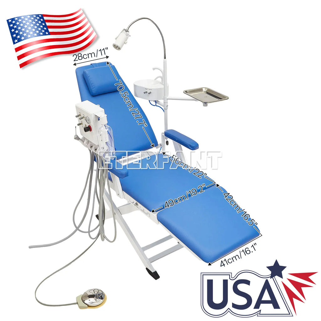 Dental Mobile Chair Black/Blue/Folding Chair with LED Light+Turbine Unit 4H PU/3Layer Trolley Cart Tool Mobile ABS with Socket