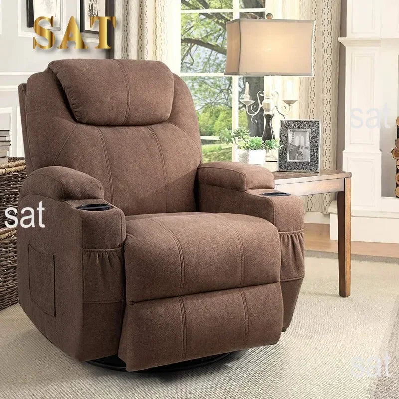 l Rocking Chair Recliner Chair With Massage And Heating Swivel Ergonomic Lounge Chair Classic Single Sofa With 2 Cup Holders L