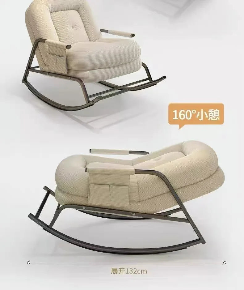 Lounge Chair Adult Home Lazy Sofa Relaxing Chair Rocking Chair Balcony Leisure Chair Light Luxury Single Rock Chair Sofa Bed