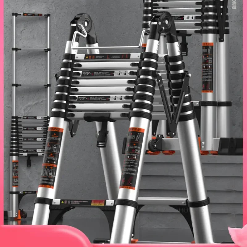 Aluminum Alloy Telescopic Ladder Thickened Stainless Steel Step Ladders Folding Lift Herringbone Ladder Home Portable Ladder B Y