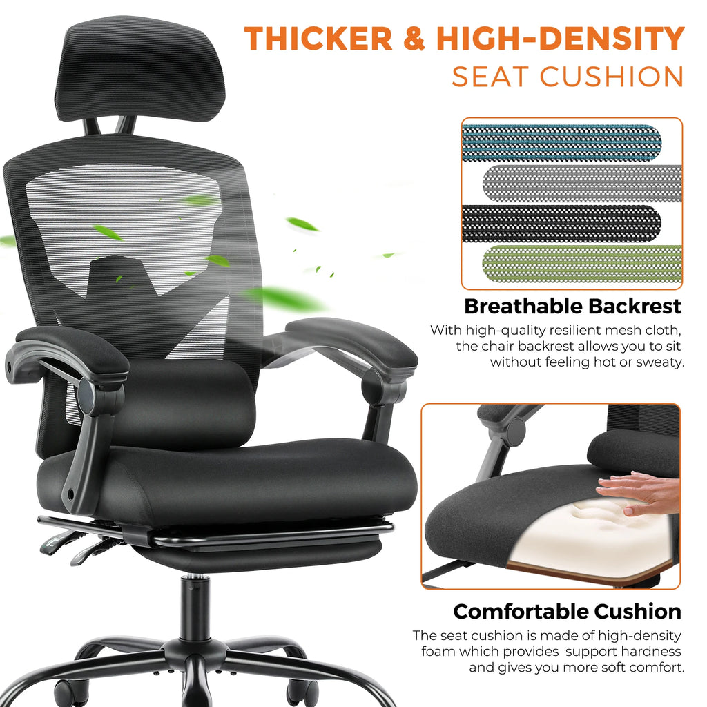 MCQ High Back Ergonomic Reclining Gaming Office Chair with Lumbar Support Pillow Mesh Swivel Rolling Rocking Computer Desk Chair