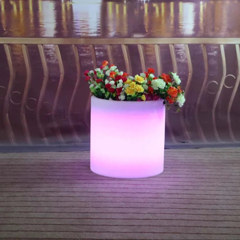 Glowing Light Outdoor Led Illuminated White Waterproof Flower Plant Pots Home Furniture Pot Changing Garden Led Flower