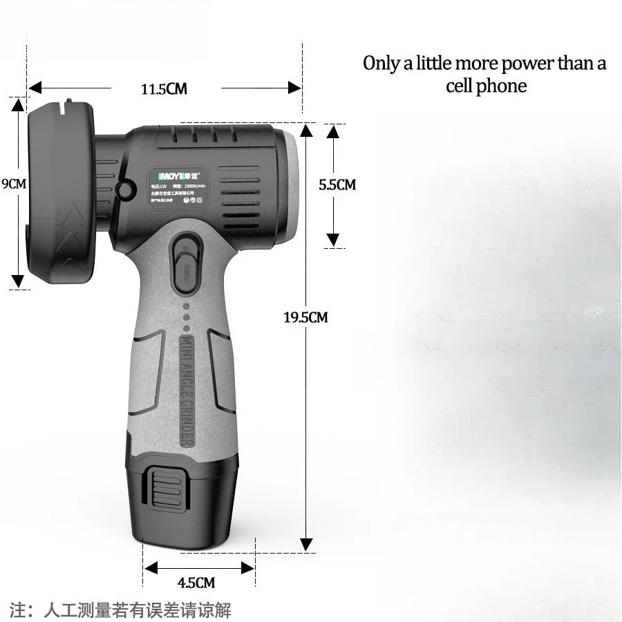 New12V Lithium Battery Mini Angle Grinder Portable Lithium Battery Wireless Small Angle Grinder Grinding Cutting and Polishing M